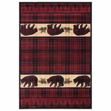 UNITED WEAVERS OF AMERICA Cottage Bear Stone Burgundy Area Rectangle Rug, 7 ft. 10 in. x 10 ft. 6 in. 2055 40834 912